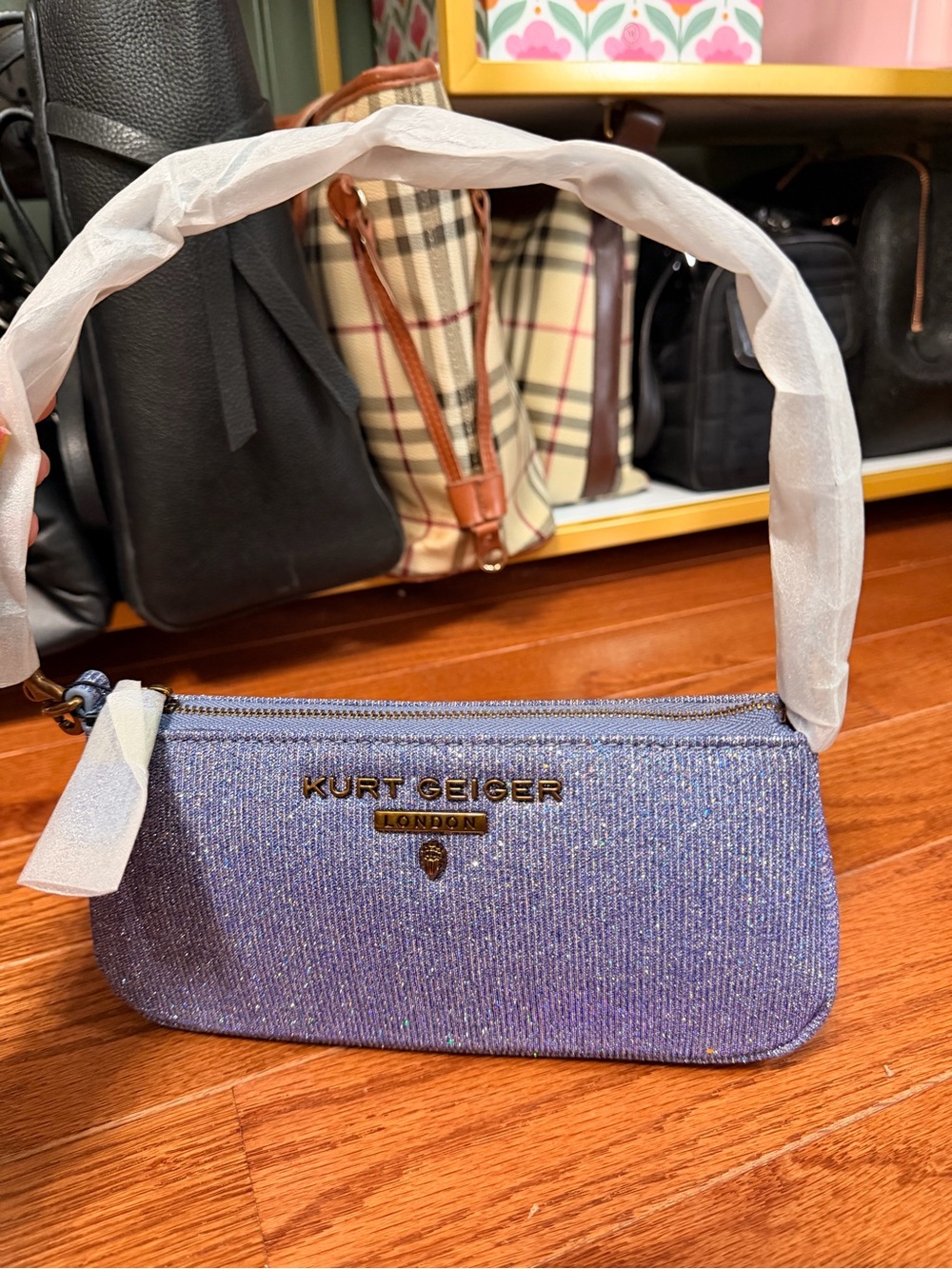 Kurt Geiger London Lavendar Glitter Mini Shoulder Bag - Picture 3 of 5